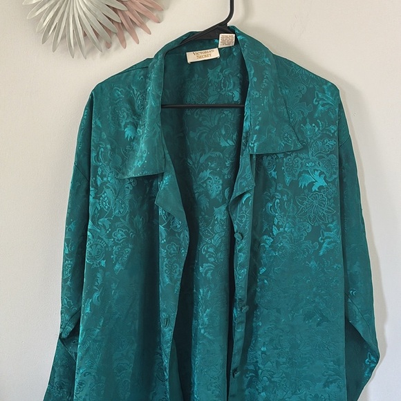 Vintage Victoria’s Secret Teal Button Down Night Shirt - M/L - Picture 1 of 8